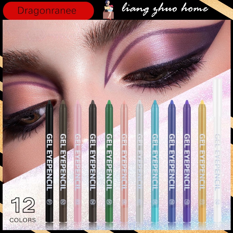 Dragon Ranee ดินสออายไลเนอร์เจล เนื้อแมตต์ กันน้ํา แห้งเร็ว 12 สี สีฟ้า สีม่วง
