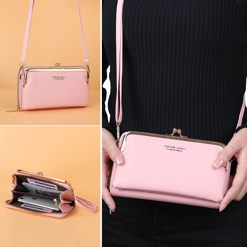 กระเป๋าสะพายไหล่ ใส่เหรียญได้ ขนาดใหญ่ จุของได้เยอะ แต่งซิป แบบเรียบง่าย สไตล์เกาหลี และญี่ปุ่น สําหรับใส่โทรศัพท์มือถือ