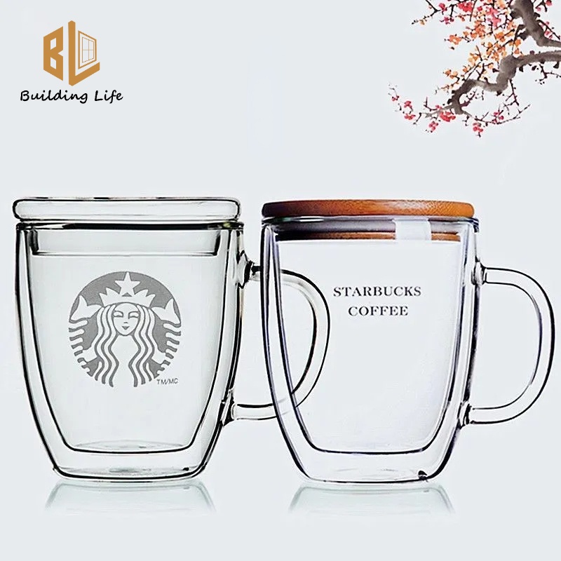 Starbucks แก้วมัก สองชั้น พร้อมฝาปิด ทนความร้อน สําหรับใส่กาแฟ ลาเต้ ชา