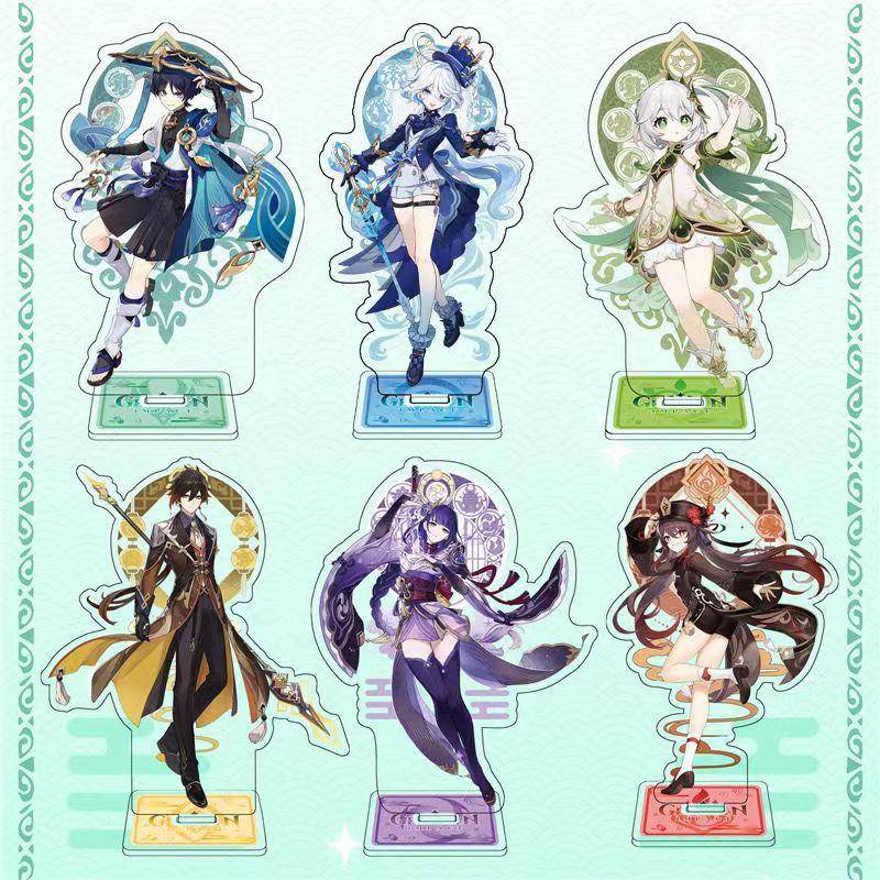 โมเดลฟิกเกอร์อะคริลิค เกม Genshin Impact Focalors Furina Raiden Neuvillette Wriothesley Shogun Yae Miko Zhongli wanderer Keqing Xiao Hu Tao Nahida สําหรับตกแต่งโต๊ะ