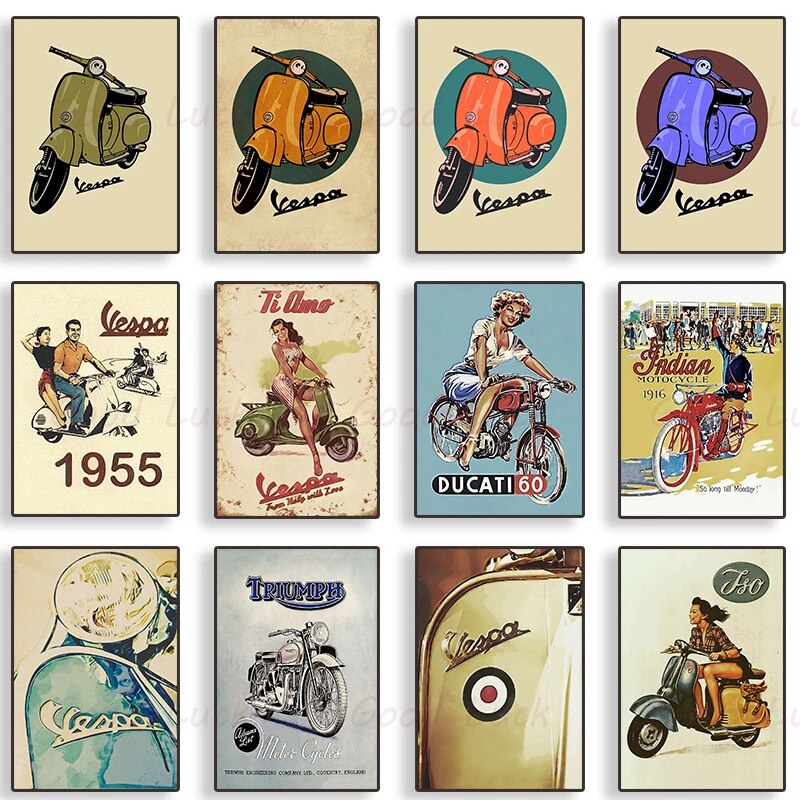 ภาพวาดผ้าใบ พิมพ์ลาย Triumph Motorcycle Race Metal Tin Plaque สไตล์วินเทจ สําหรับตกแต่งผนังบ้าน ห้อง