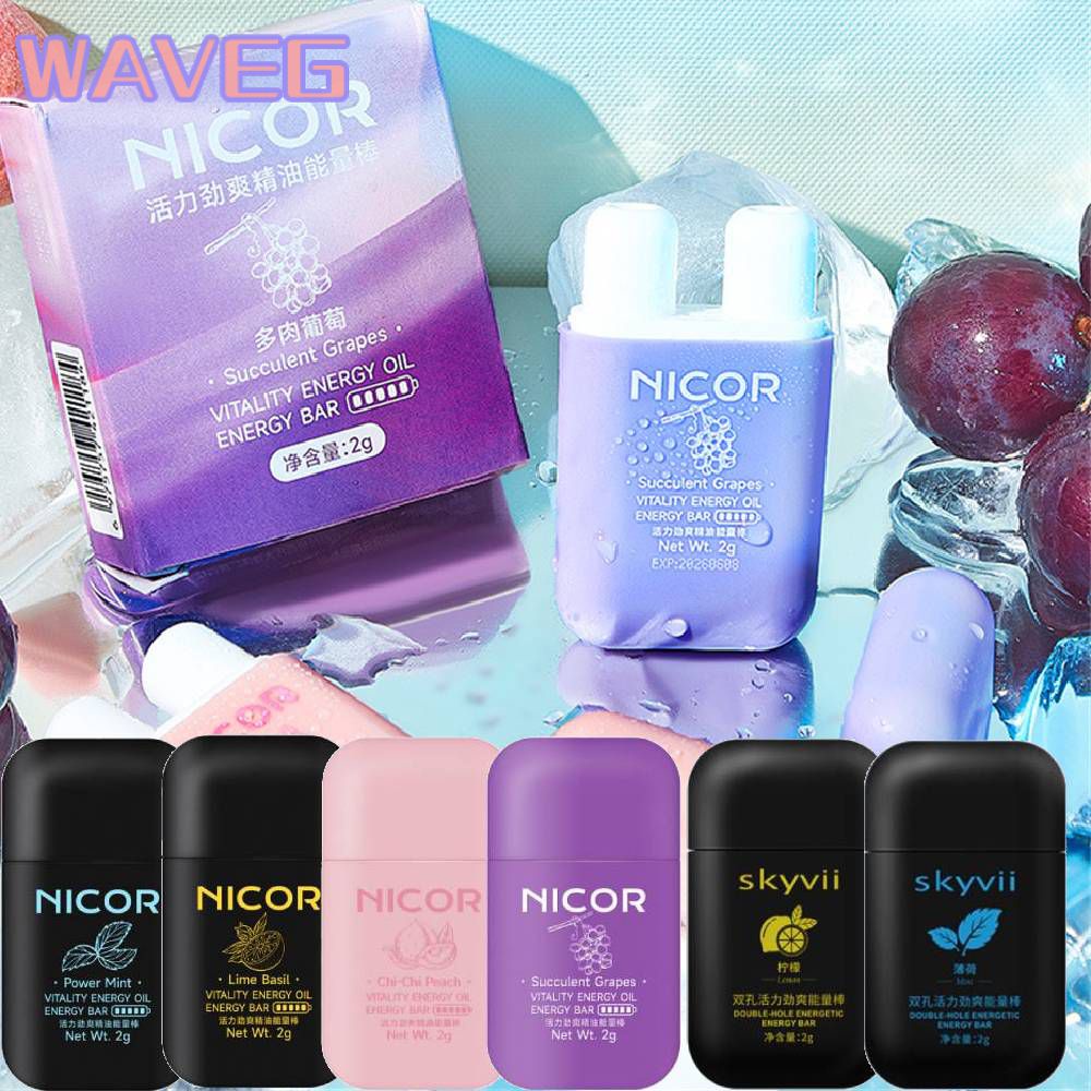 Wave Nicor /Skyvii Double Hole Refreshing Stick Energy Bar ทำความสะอาดตับจมูกสมุนไพรกล่องยาสูดพ่นจมูก Stick Driving Cool Oil Anti-sleeping