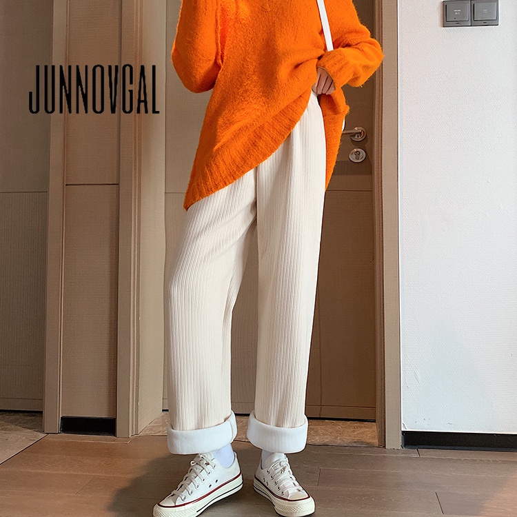 Junnovgal ใหม่ กางเกงขายาวลําลอง สีพื้น เข้ากับทุกการแต่งกาย สําหรับสตรี 2023