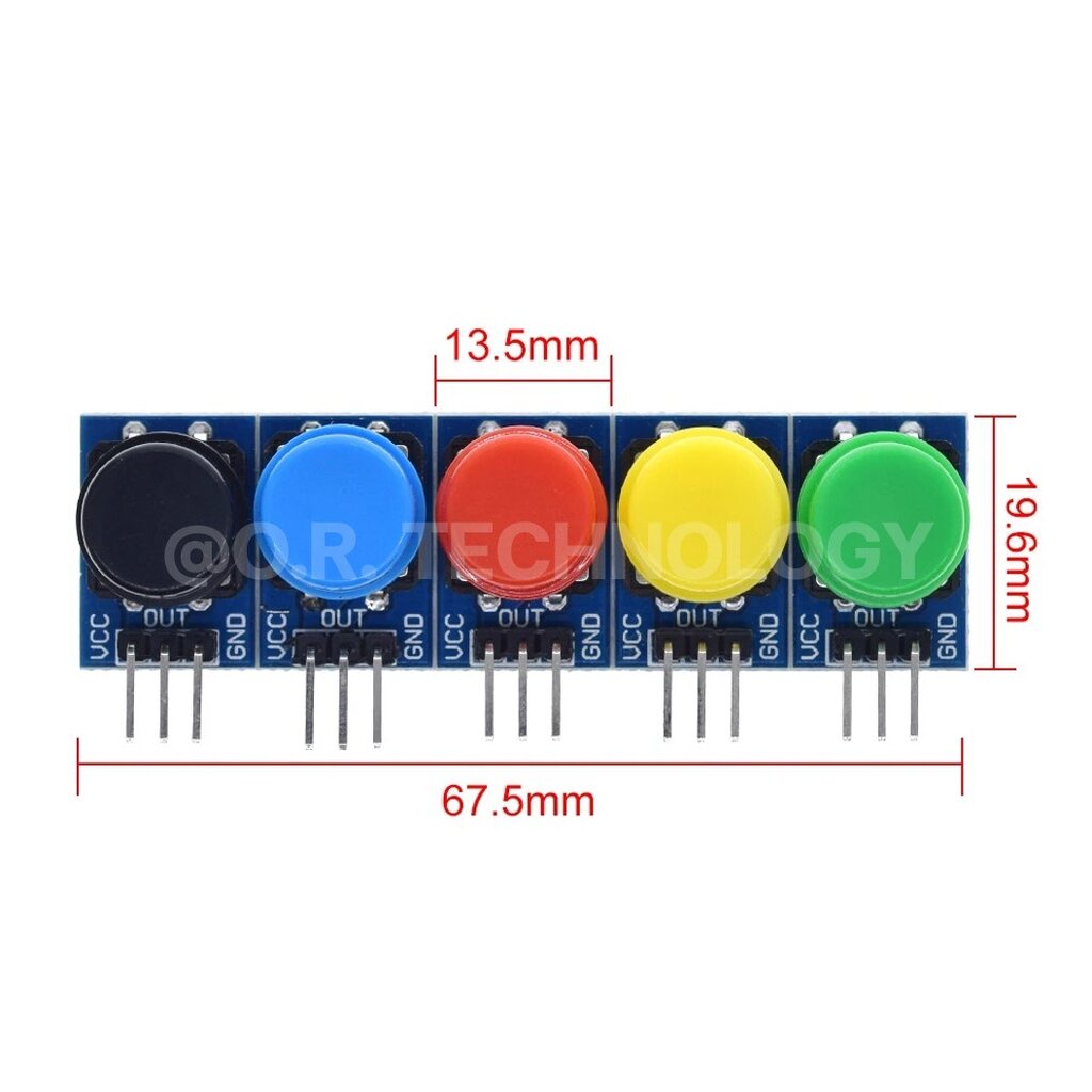 AH005 (1ชุด 5ชิ้น) โมดูล สวิทช์ปุ่มกด 5 สี Tactile Switch Module 5 Color โมดูลปุ่มกด สวิทช์ ปุ่มกด Push Button Switch