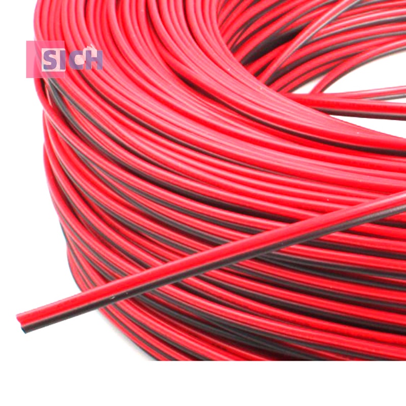 [Sich] ใหม่ สายไฟ LED 2 Pin 22AWG 2 แกน 10 ม. สีแดง สีดํา