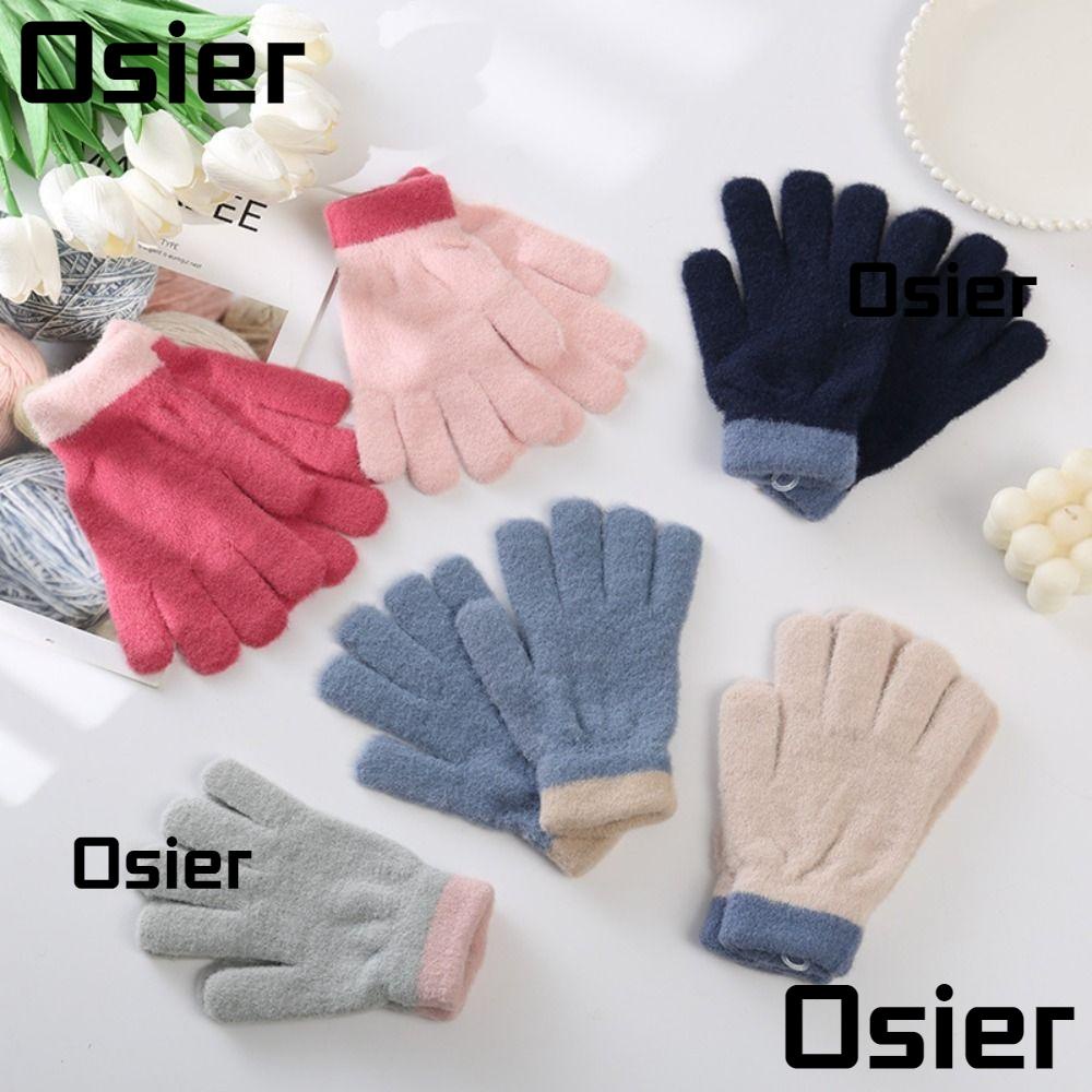 Osier1 ถุงมือถักนิตติ้ง แบบหนา ไร้นิ้ว ลายการ์ตูน สําหรับเด็กผู้ชาย และเด็กผู้หญิง