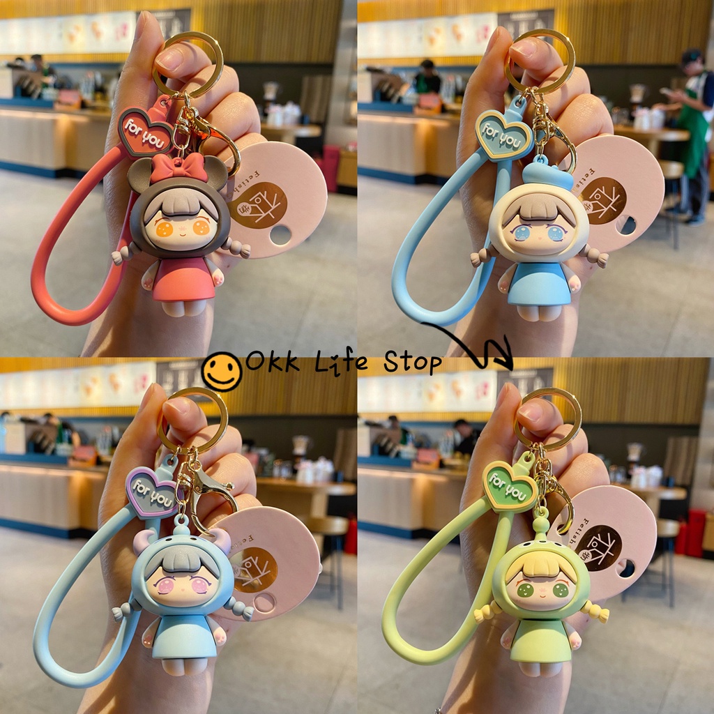 OKK Life Stop(YZ0521)*พร้อมส่งในไทย*พวงกุญแจรถยนต์ จี้การ์ตูนเด็กผู้หญิงน่ารัก แฟชั่น อุปกรณ์เสริม สําหรับแฟนสาว