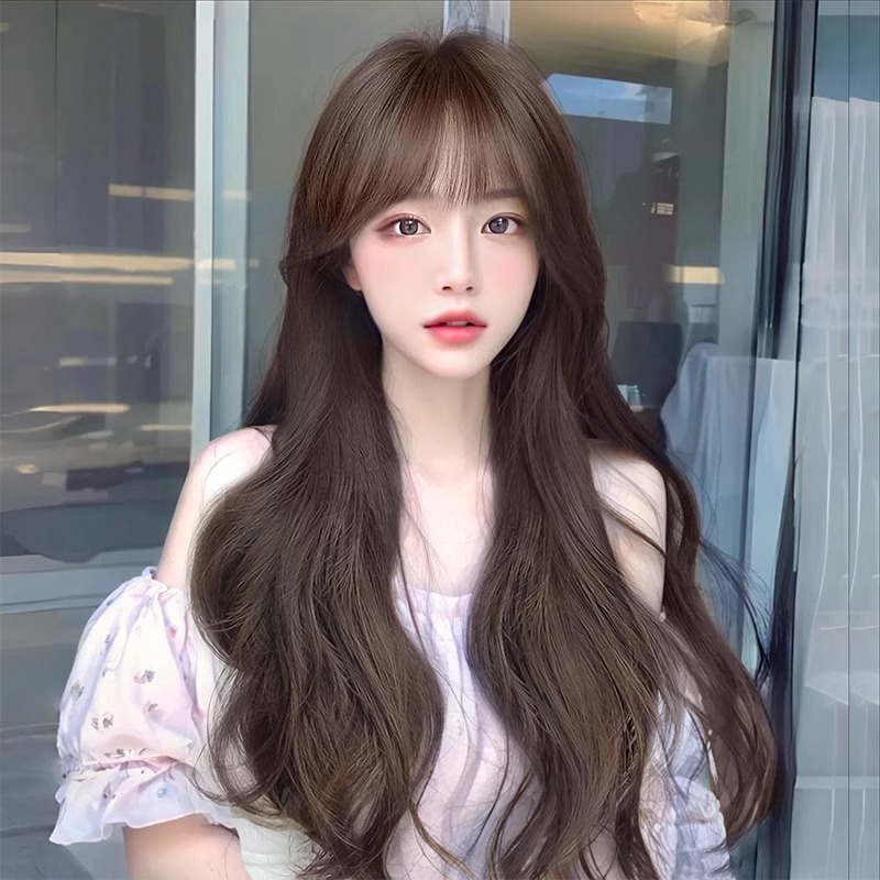 0362 วิกผมหญิงผมยาวธรรมชาติจําลองผมมนุษย์เต็มหมวกแฟชั่นลดอายุคลื่นลูกใหญ่ผมหยิกยาววิกผมคลื่นลูกใหญ่