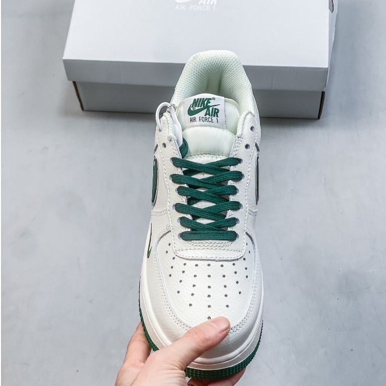nike Nike Air Force 1 Low ข้อความสีเขียวรองเท้าผ้าใบลำลองไม่หุ้มข้อ Fashion