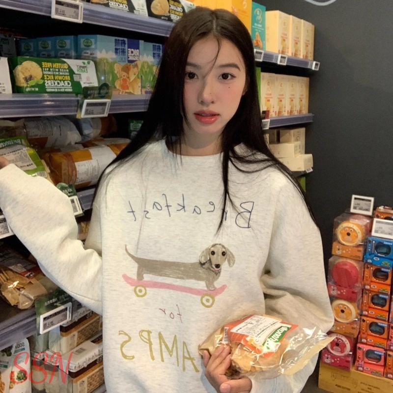 (จัดส่งจากประเทศไทย) เสื้อแจ็คเก็ตแขนยาวคอกลมทรงหลวมลำลองแฟชั่นใหม่