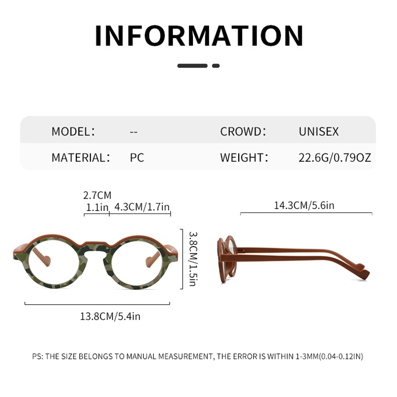 Hs2172 แว่นตาอ่านหนังสือ กรอบกลม สายตายาว แฟชั่น สําหรับผู้ชาย และผู้หญิง 1 ชิ้น - รูปที่ 2