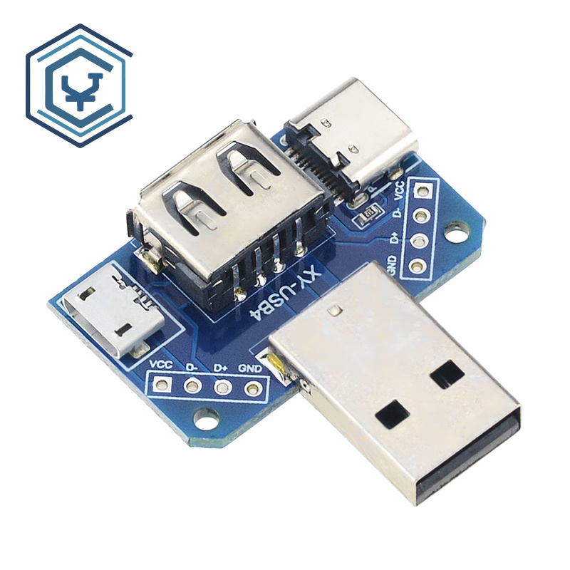 1PCS/3PCS 4-in-1 USB to Micro to Type-C 4P 2.54mm connector อะแดปเตอร์บอร์ดขั้วต่อ USB ชายกับหญิง