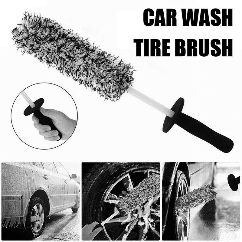 Car Wash Super Brush Microfiber Wheels Brush Non-Slip soft Handle Easy To Cleaning car wheel Spokes 