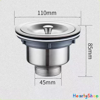 HeartyShop สะดืออ่างล้างจาน 201 วัสดุสแตนเลส ตะกร้ากรองเศษอาหาร Kitchen Sink Strainer
