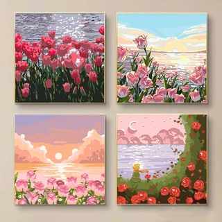 Ohayo [มีเฟรม] 20*20 ซม ระบายสีตามตัวเลข ภาพวาดตกแต่งอะคริลิก ของเล่นวาดภาพ ของขวัญเด็ก กระตุ้นจินตนาการ