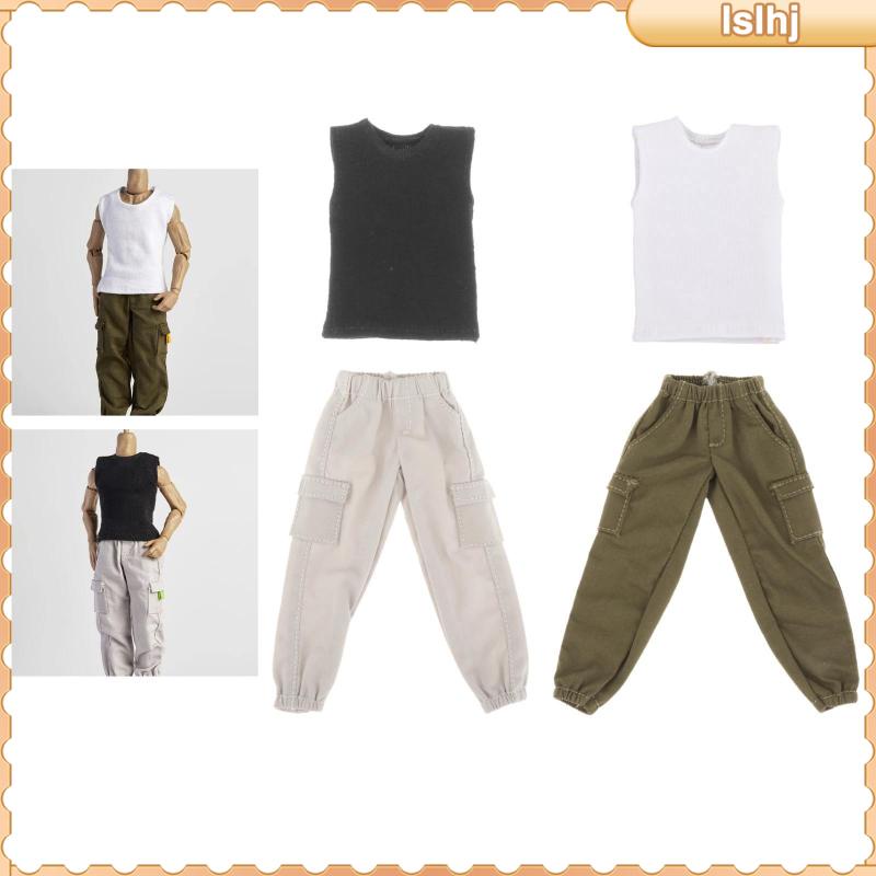 [Lslhj] 1/12 Scale Male Figure Cargo Pants and Top Fashion for 6inch Male Action