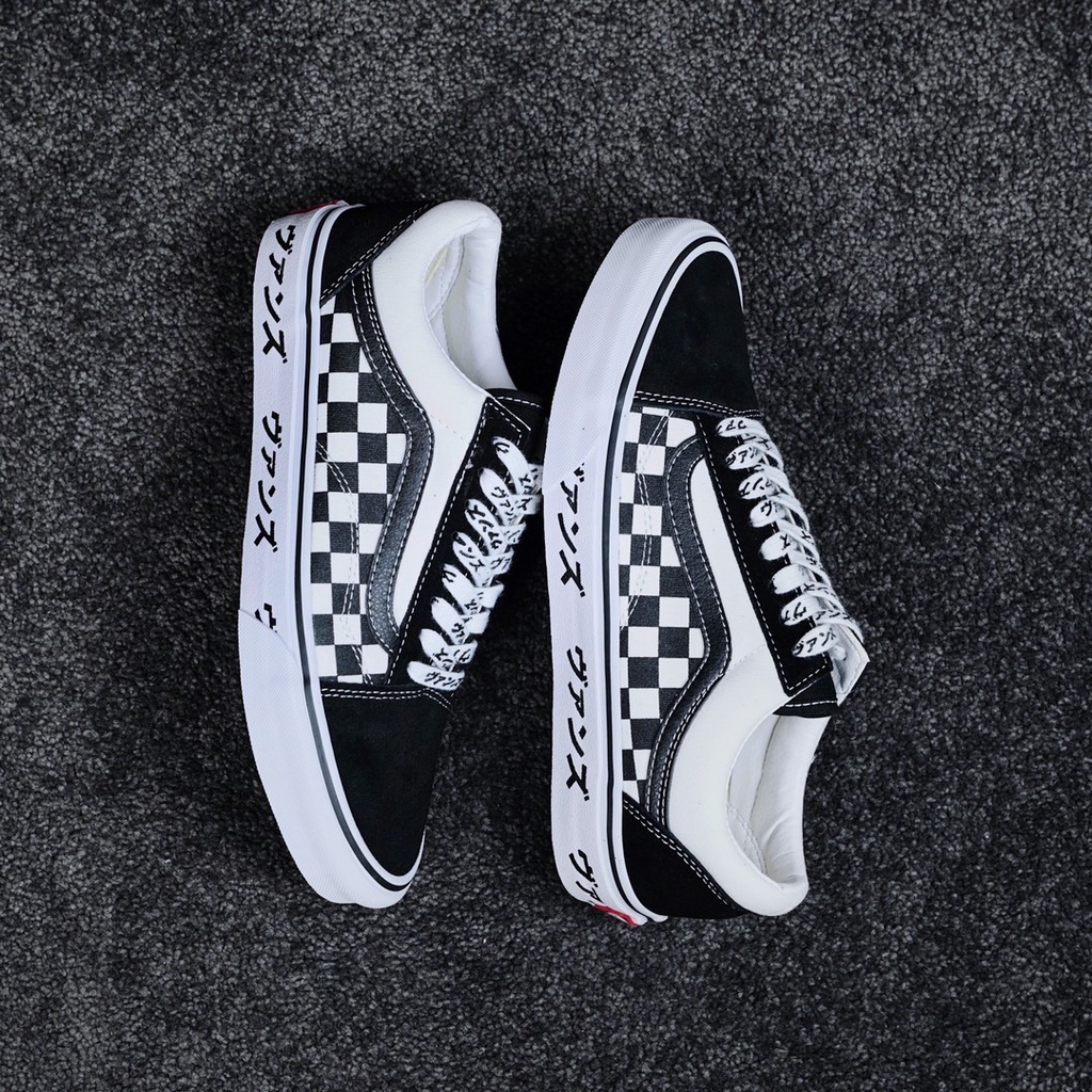 Vans Old Skool Japanese Black and White Checkerboard Low-top Canvas Vulcanized Shoes