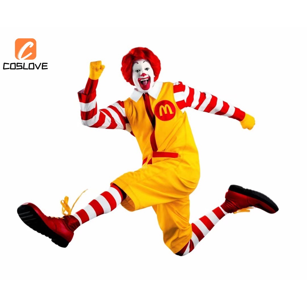 ชุดเครื่องแต่งกายคอสเพลย์ McDonald's Joker สีเหลือง สไตล์คลาสสิก สําหรับผู้ชาย เหมาะกับงานปาร์ตี้ฮาโลวีน