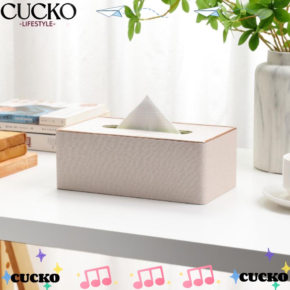 Cucko กล่องทิชชู่ หนัง PU ทรงสี่เหลี่ยมผืนผ้า ความจุขนาดใหญ่ สําหรับห้องนั่งเล่น โต๊ะอาหาร ใช้งานง่าย