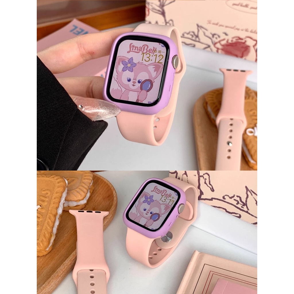 INS สายนาฬิกาซิลิโคนกีฬาลายการ์ตูนสีสำหรับ Apple s789se2นาฬิกา appliwatch6543