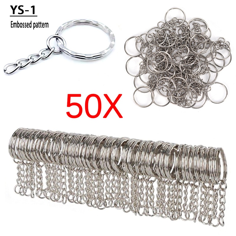 50 ชิ้น 25 มม. พวงกุญแจ พวงกุญแจ เครื่องประดับ กระเป๋าสตางค์ เชื่อมโยง โซ่โลหะ กลม หัวเข็มขัด เรียบ สุนัข นูน แหวนวงกลม