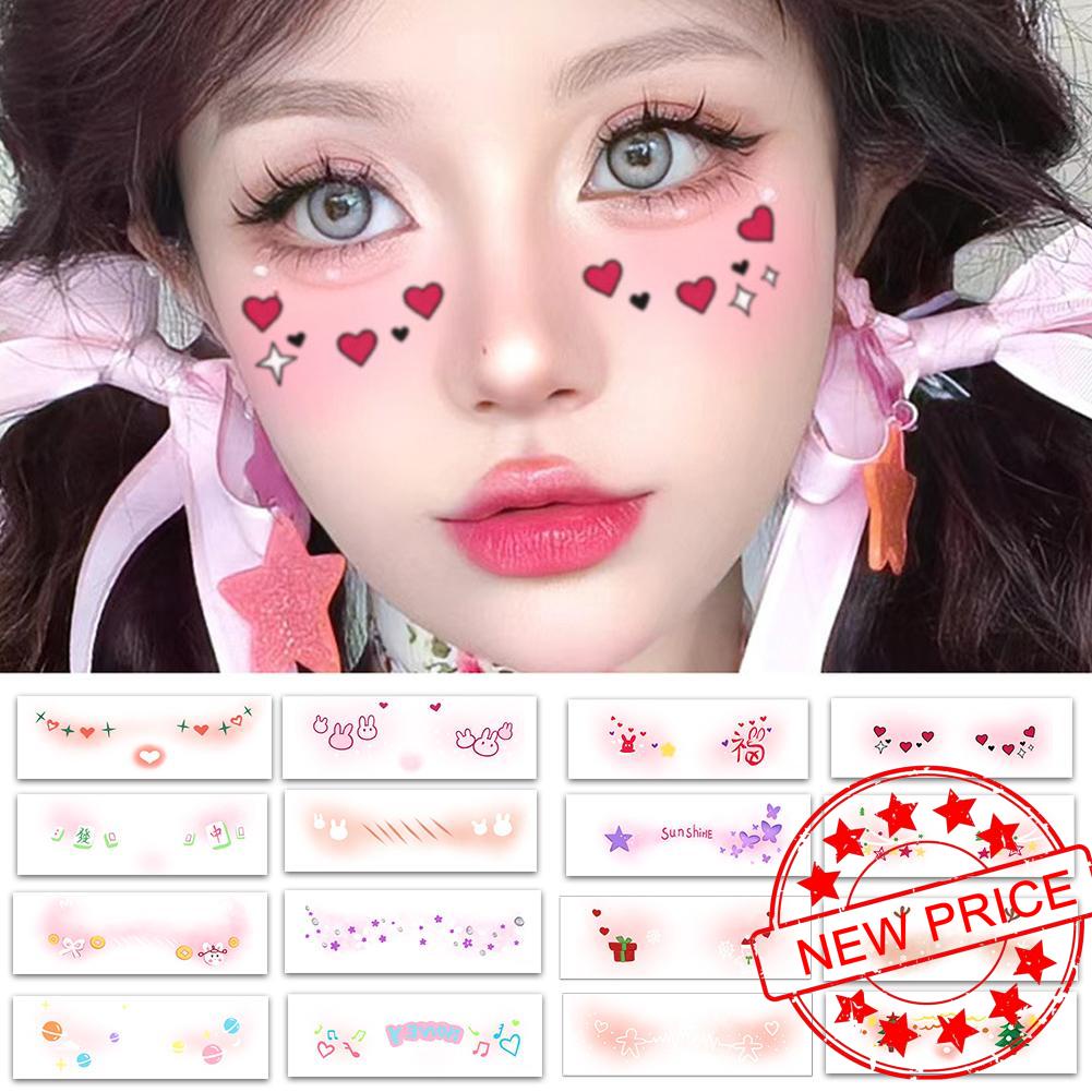 สติกเกอร์ ลายคริสต์มาสน่ารัก แบบนิ่ม สําหรับติดตกแต่งหน้าชั่วคราว L1X0