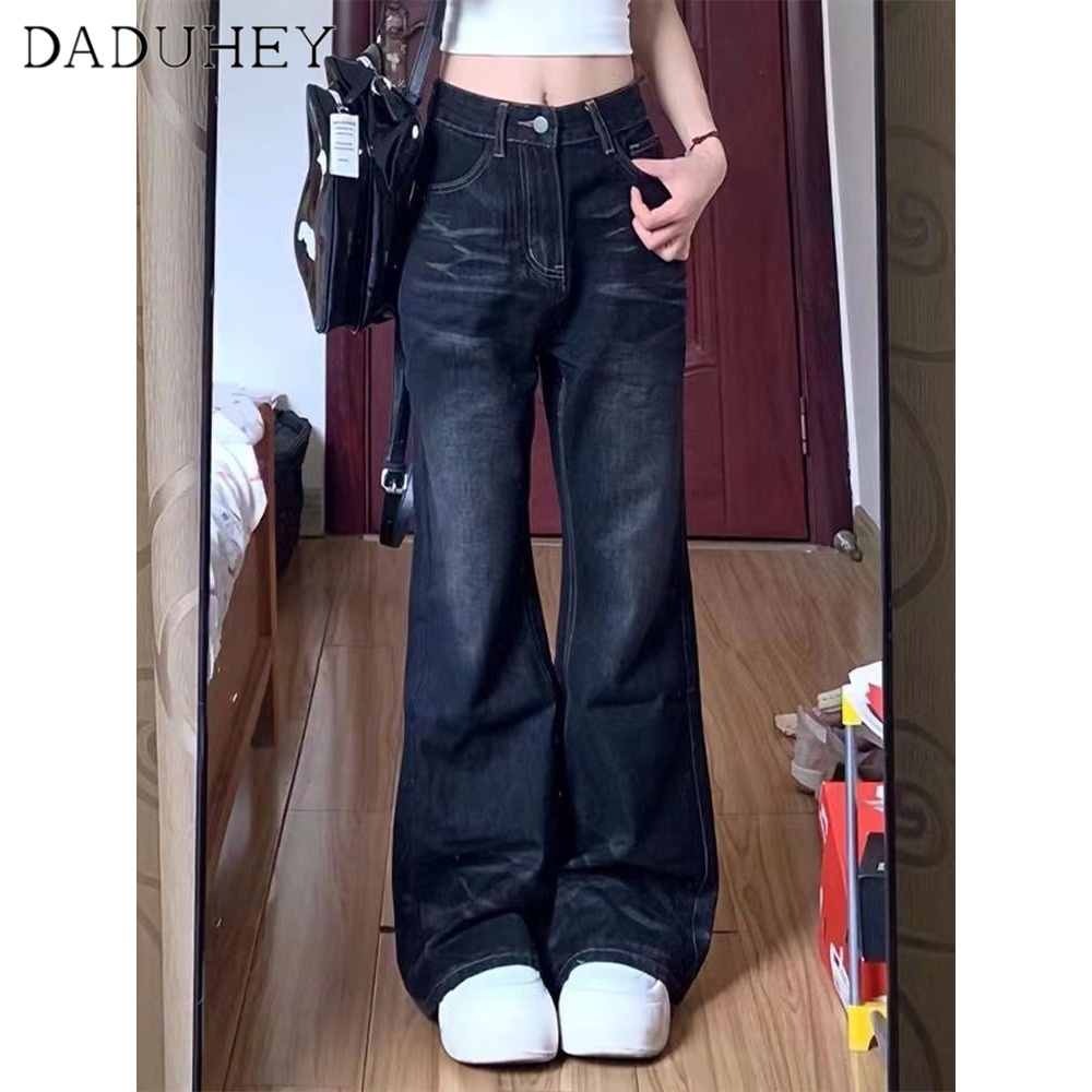 DaDuHey Women Straight Loose Fashion Brand Modern Avant-Garde Wide-Legged Casual Mop Long Pants New American Style High Street Retro Jeans
