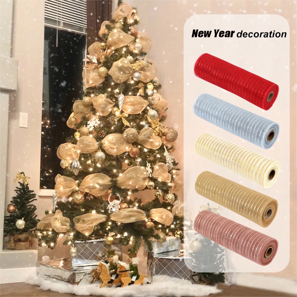 ริบบิ้น สีทอง สีเงิน ขนาด 10 หลา 26 ซม. สําหรับตกแต่งบ้าน ต้นคริสต์มาส ปีใหม่ 2024