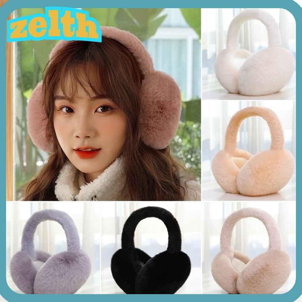Zelth ที่ปิดหูกันหนาว ผ้ากํามะหยี่ขนนิ่ม พับได้ สีพื้น ให้ความอบอุ่น เหมาะกับหน้าหนาว สําหรับผู้หญิง