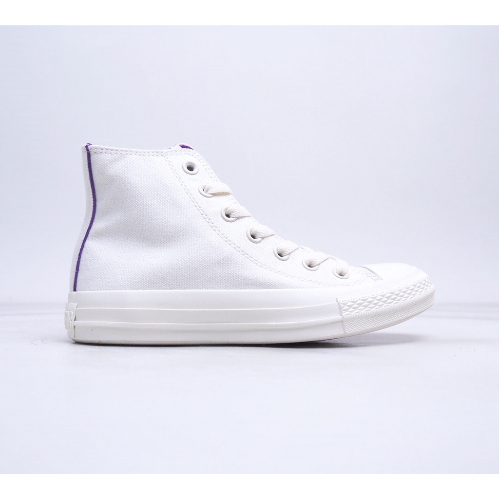 NN Sports Shop Converse splicing high-cut สีขาวขนาดเล็กกีฬาลำลองผ้าใบสีม่วง  รองเท้า true