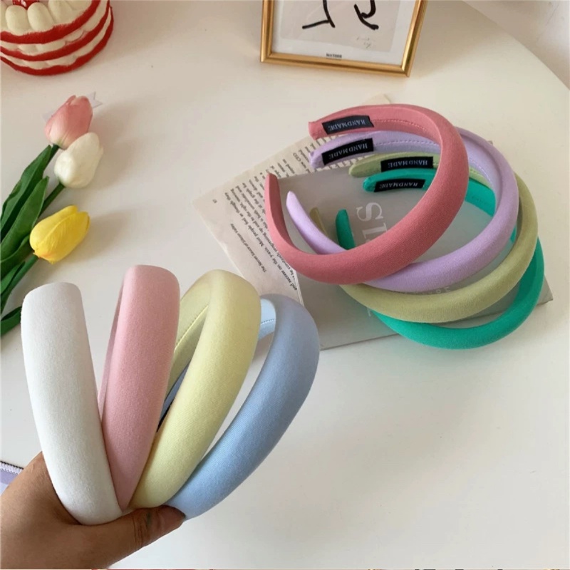 ที่คาดผมฟองน้ํา สีแคนดี้ สไตล์เกาหลี หวานแหวว อเนกประสงค์ เครื่องประดับผมแฟชั่น สําหรับเด็กผู้หญิง