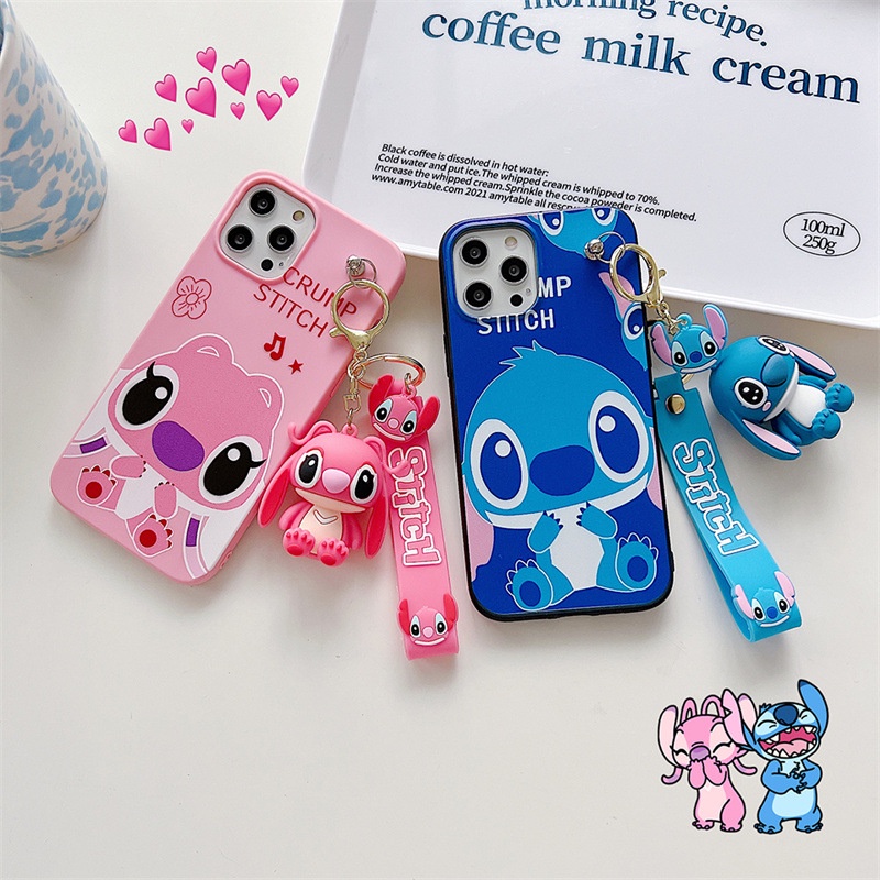 สําหรับ Samsung Galaxy S25 S24 S23 Ultra A55 A35 A25 A15 A24 A05S A04S A13 A33 A53 A73 S22 S21 S20 FE M14 M23 S10 S9 S8 Plus Note 8 9 20 10 Lite เคสโทรศัพท์มือถือ ลาย Stitch Angel พร้อมพวงกุญแจ สําหรับ