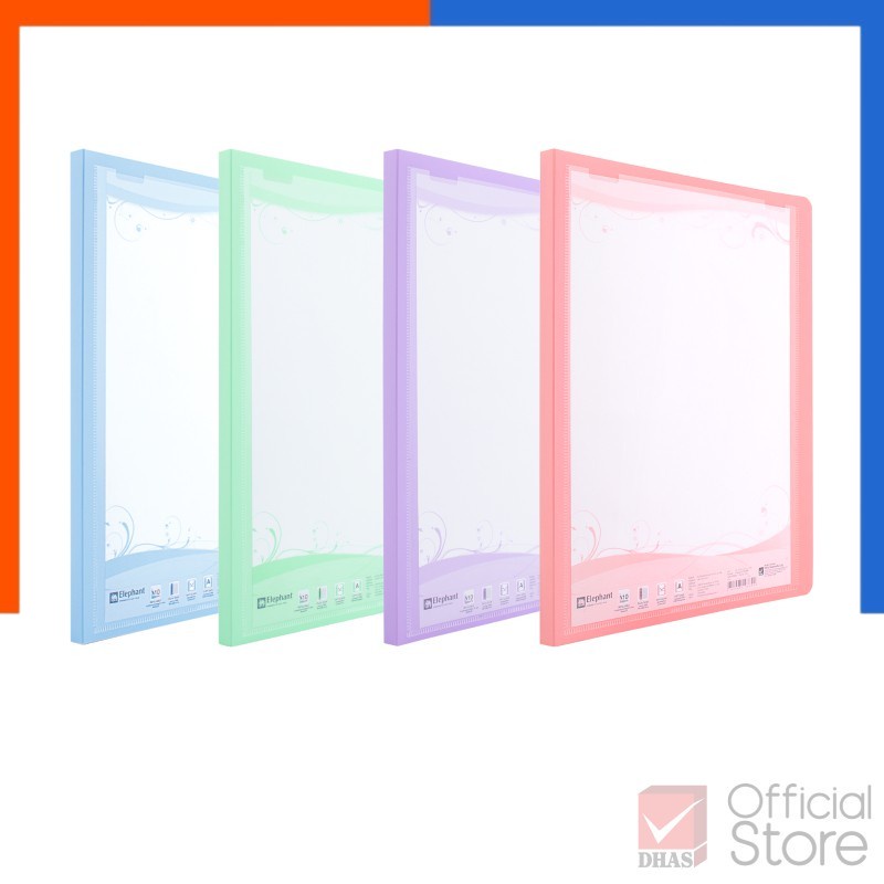 แฟ้ม แถมไส้แฟ้ม แฟ้มโชว์เอกสาร PF01 A4 Elephant  แฟ้มอ่อน สีพาสเทล จำนวน 1 แฟ้ม US.Station