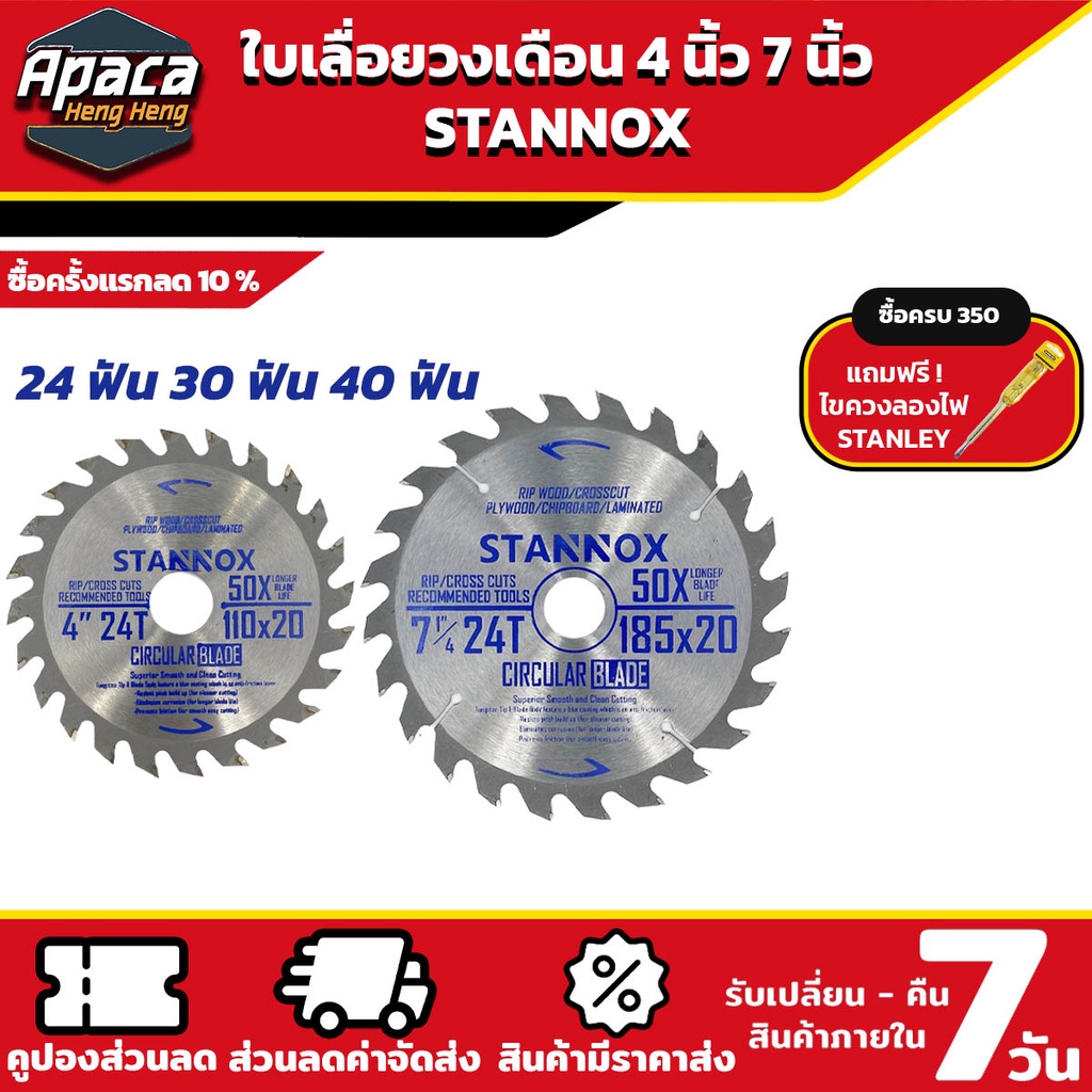 STANNOX ใบเลื่อยวงเดือน 4-7 นิ้ว 24 30 40 ฟัน ใบเลื่อยตัดไม้ ใบวงเดือน ใบตัดไม้ เลื่อยตัดไม้ ใบเลื่อยตัดไม้ ใบเลื่อยวง