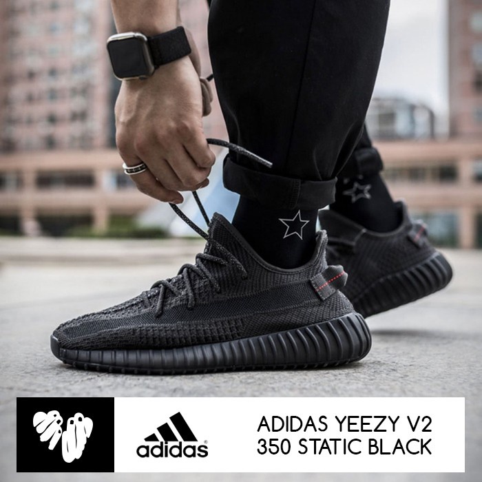 Adidas Yeezy Boost V2 350 Static Black PK Premium ต้นฉบับ  แนวโน้ม