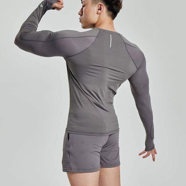 Gym Fashion Brand Workout Clothes Men's Tight Long Sleeve Gym Clothes Training Quick-Drying Clothes 