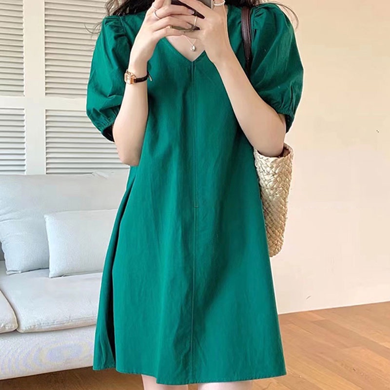 ชุดเดรสมินิทรงหลวมสไตล์เกาหลี