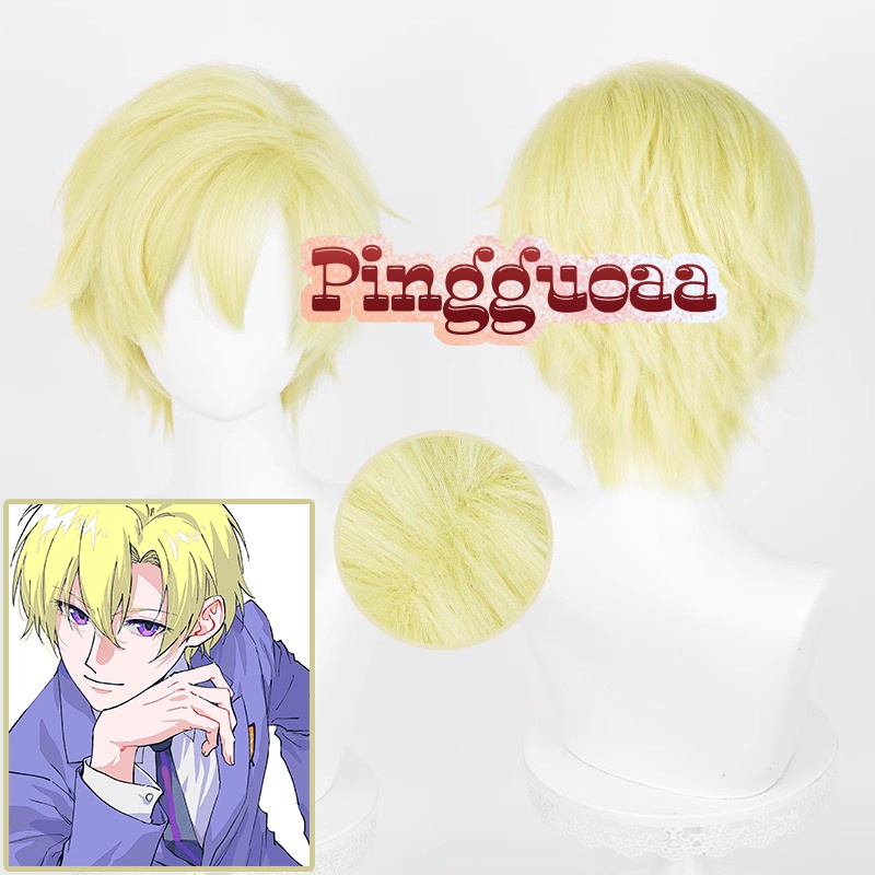 Anime Ouran Highschool Host Club Tamaki Suoh Cosplay Wig 30cm Yellow Short Wigs Heat Resistant Synth