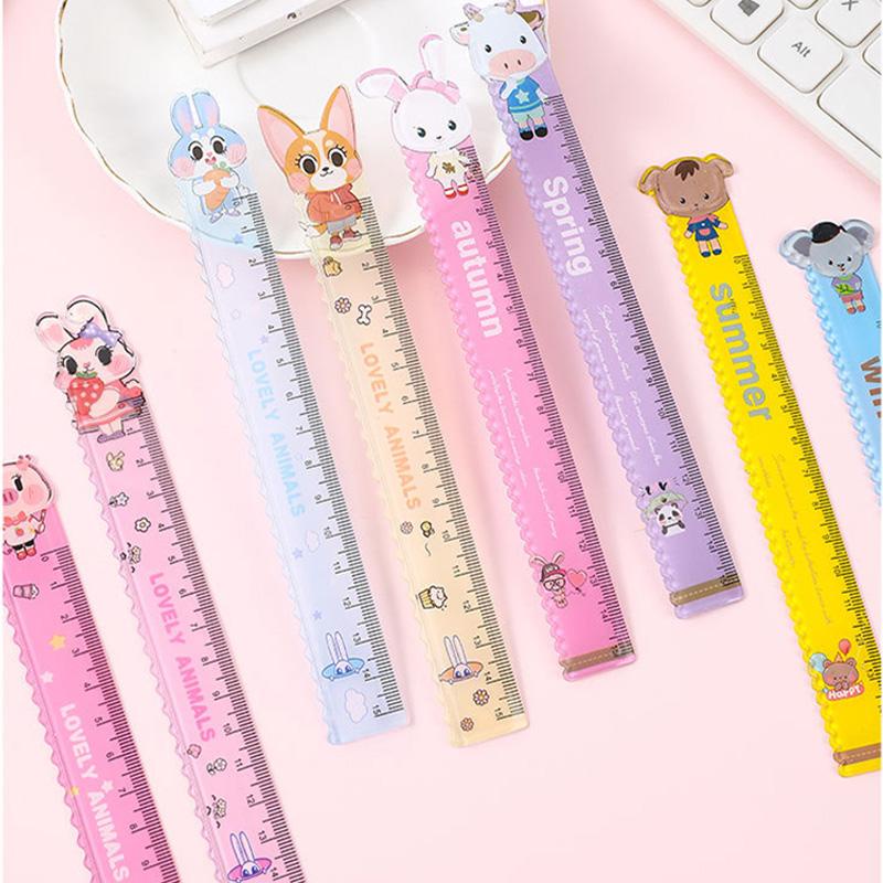 ไม้บรรทัด แบบใส ลายการ์ตูนสัตว์น่ารัก ขนาด 15 ซม. เครื่องเขียน สําหรับนักเรียน