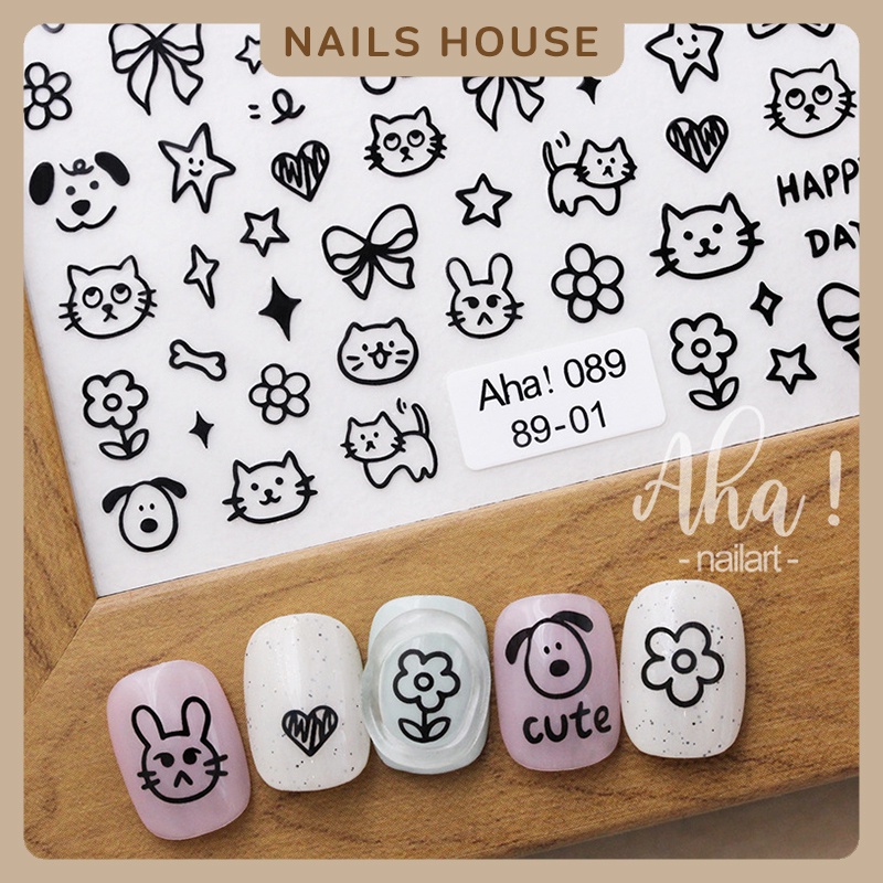 สติ๊กเกอร์ติดเล็บ สติกเกอร์แต่งเล็บ ตกแต่งเล็บ แบบบาง แมว ญี่ปุ่น เด็ก Sticker Aha-089