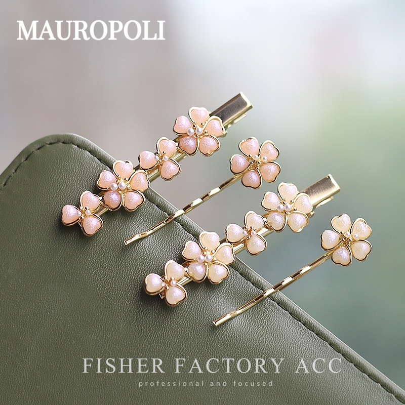 Mauropoli [พร้อมส่ง] กิ๊บติดผม ลายดอกไม้ ประดับมุก สไตล์เรโทร เข้ากับทุกการแต่งกาย สําหรับผู้หญิง