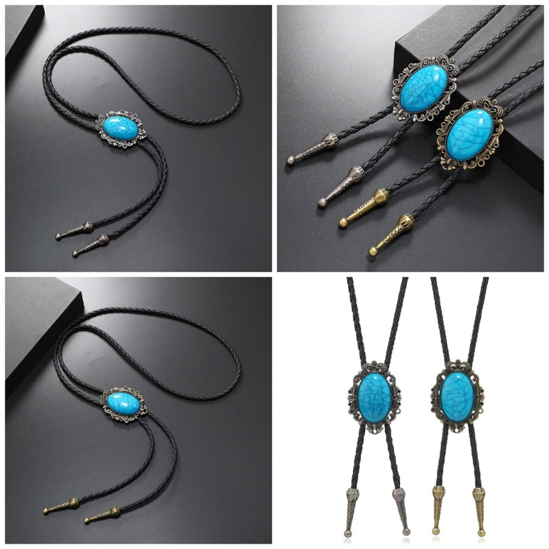 Bbd Vintage Turquoise Bolo Tie Western คาวบอยคอผูกผู้ชาย Rodeos Bolotie สร้อยคอ