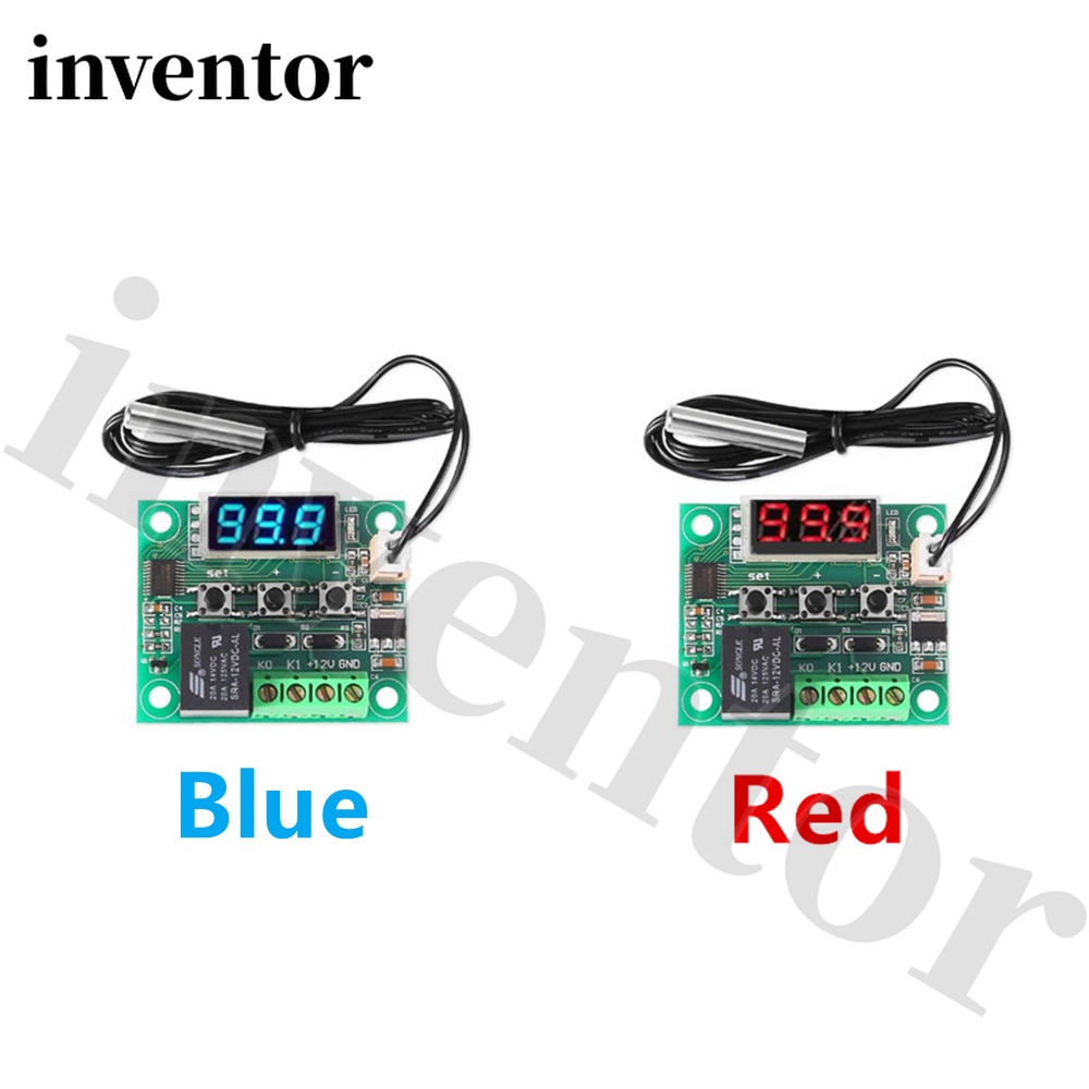 W1209 แผ่นสวิตช์ควบคุมอุณหภูมิดิจิทัล DC 12V สีฟ้า สีแดง W1209