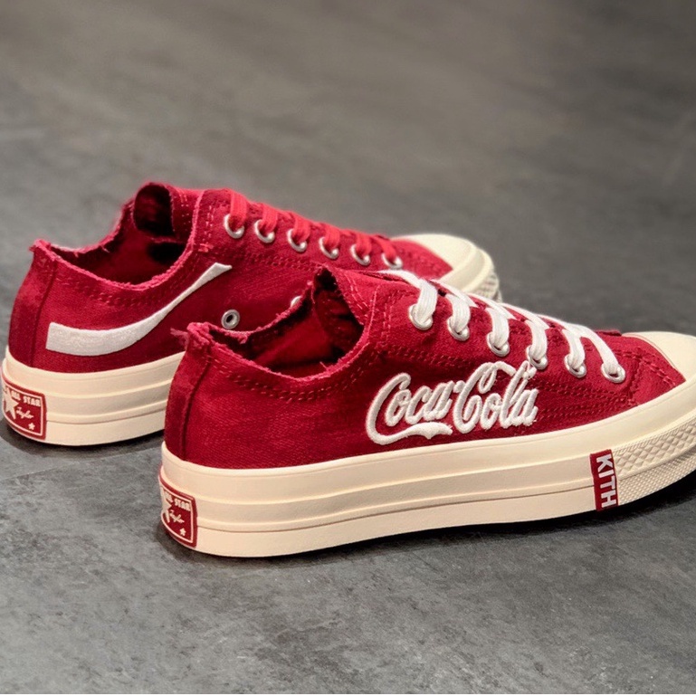 Kith x Coca-Cola x Converse Chuck 70 Low Low-Top Casual Sneakers Wine Red แนวโน้ม รองเท้า Hot sales