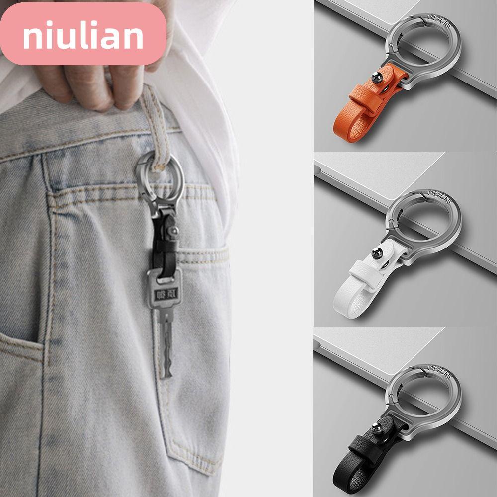 Niulian พวงกุญแจหนังวัว ไทเทเนียมอัลลอย ขนาดเล็ก แบบพกพา สะดวก