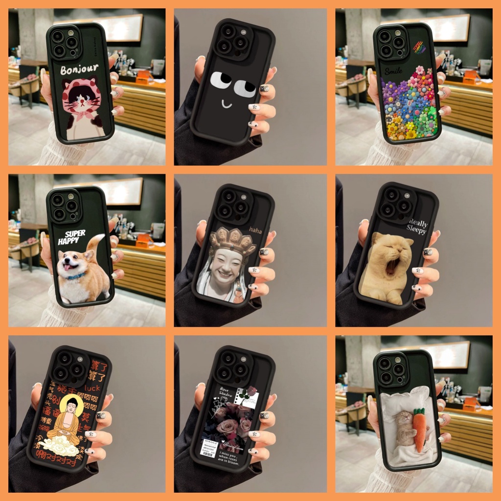 พร้อมส่ง เคสโทรศัพท์มือถือซิลิโคนนิ่ม เคสสีดำ ลายการ์ตูน สําหรับ iPhone 15 14 13 12 11 XS X XR SE 2020 6S 7 8 PLUS
