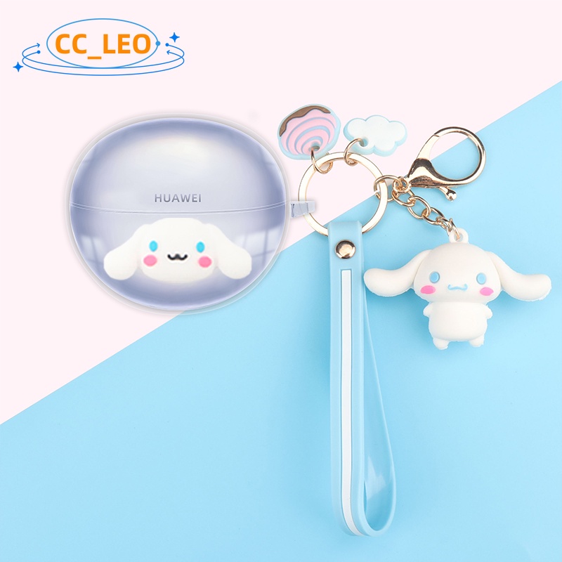 For Huawei FreeClip Transparent Soft Case Cartoon Keychain Pendant Cute Huawei FreeClip Silicone Soft Case Crayon Shin-chan Huawei FreeClip Shockproof Shell Protective Cover