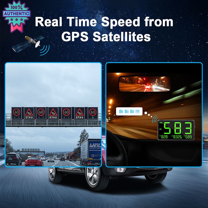 ตัว่งชี้ความเร็ว GPS HUD ไมล์ดิจิตอล แสดงความเร็วรถ อกกิโล แท้ สำหรัรถรรทุกรถัสทุก Head-Up Display Digital