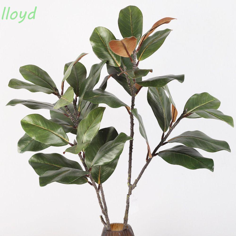 Lloyd ต้นแมกโนเลียประดิษฐ์ ใบไม้ยาง 2 กิ่ง ดอกไม้ประดิษฐ์ แฮนด์เมด ขนาดใหญ่ 110 ซม. สําหรับตกแต่งงานแต่งงาน