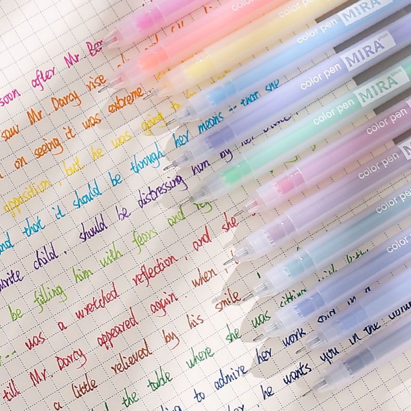 12 สีปากกาเจลสีสันสดใสสไตล์เรียบง่ายใส 0.5 มม. เครื่องเขียนวัสดุการเรียนรู้เครื่องมือสําหรับนักเรียน เครื่องใช้สํานักงาน ของขวัญ รางวัล วันครู